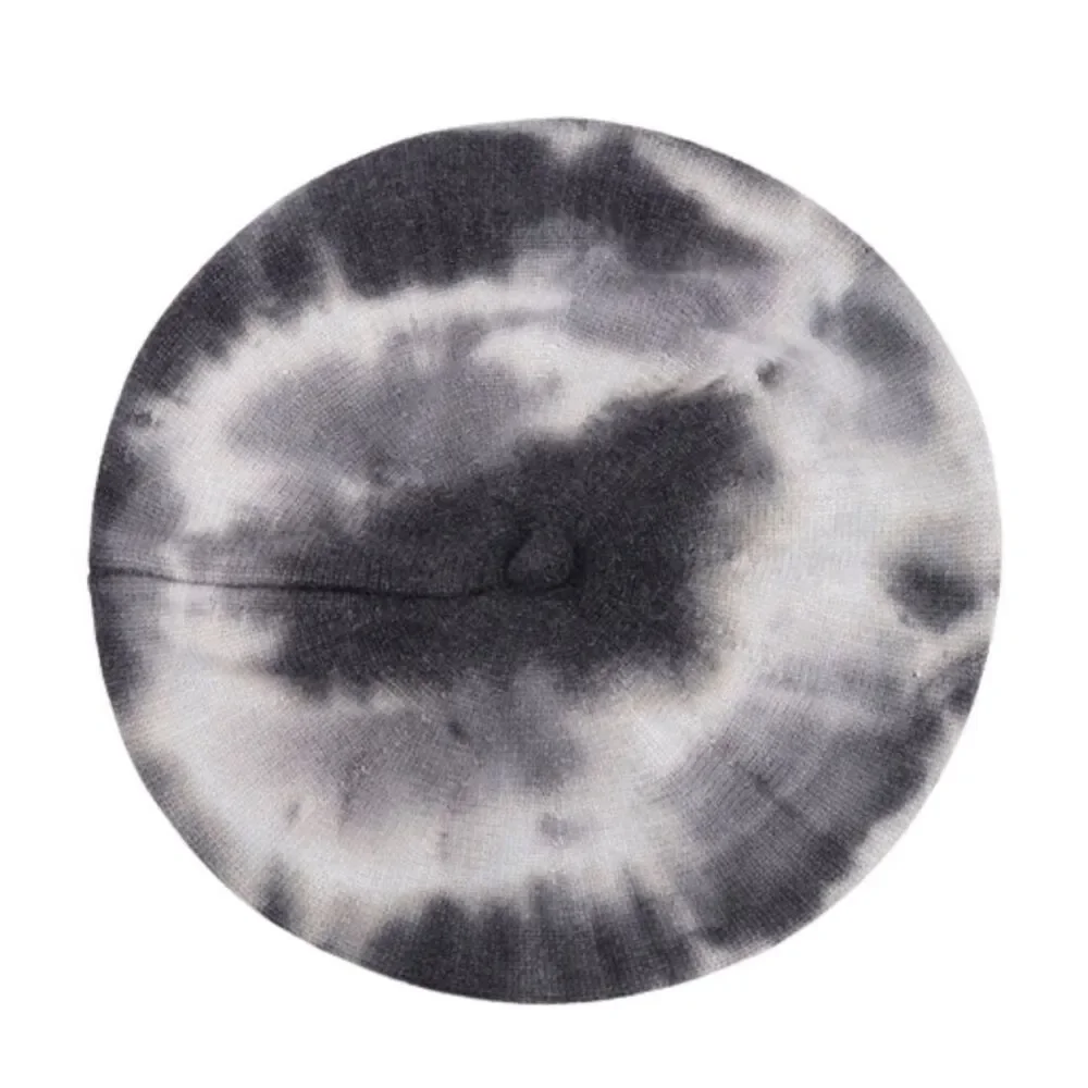 Tie-Dye Beret Black and White Fashion Hat-OS